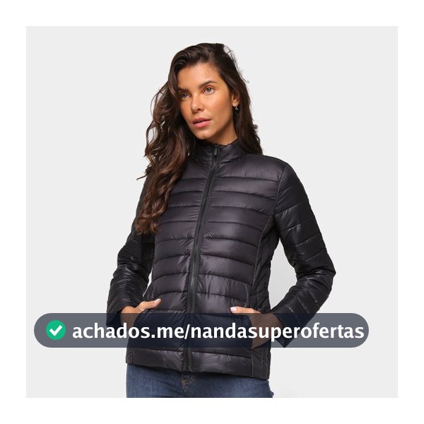 Jaqueta Feminina Bobojaco Preta Nylon Puffer