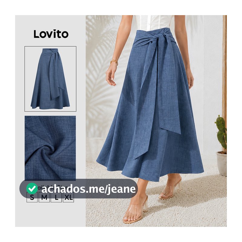 (New Arrival) Lovito Saias Boho com Cordão Azul Primavera/verão para Mulheres Evangelical SKB38BR047