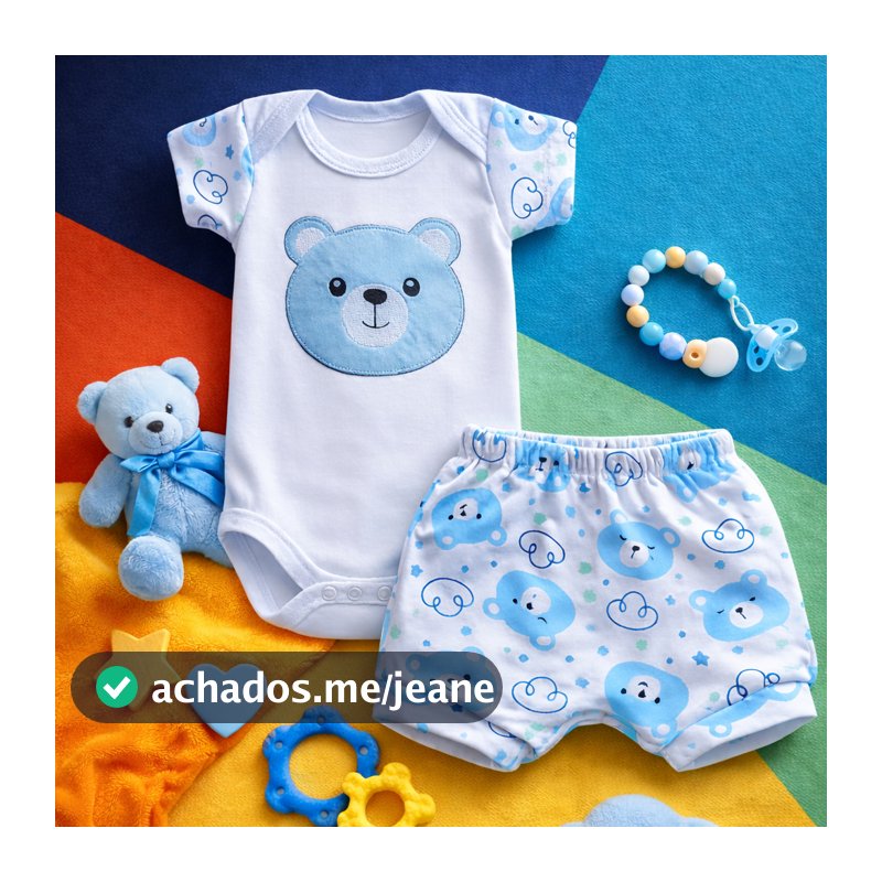 Conjunto Bebê Menino com Bory e Tapa Fraldas em Malha Suedine 100% Algodão Macio Confortável