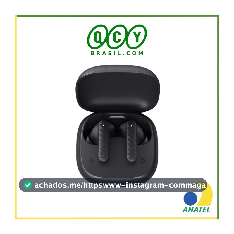 Fone de Ouvido QCY Buds T43 Sem Fio Bluetooth 5.3 Modo Baixa Latência, Certificado IPX4, até 35 Horas de Bateria