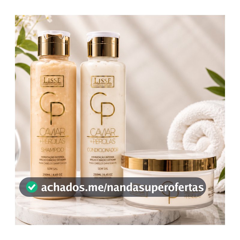 Kit Lissé Caviar Pérolas Reparação Intensiva Shampoo e Condicionador 100ml Máscara 80g