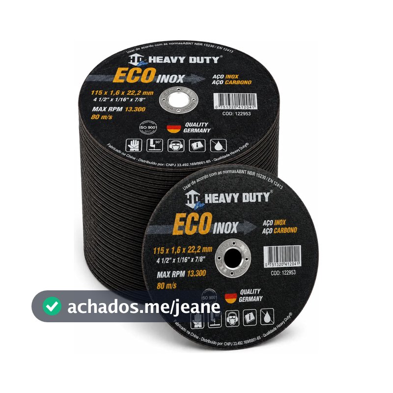 Kit 50 Disco Corte Aço Inox Metal 4.1/2 polegadas 115x1,0x22,2mm Corte fino Esmerilhadeira
