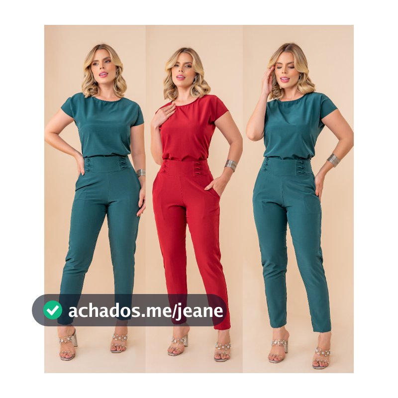 Conjunto Social Feminino Calça e Blusa com Manga Scrub Slim e Plus Size