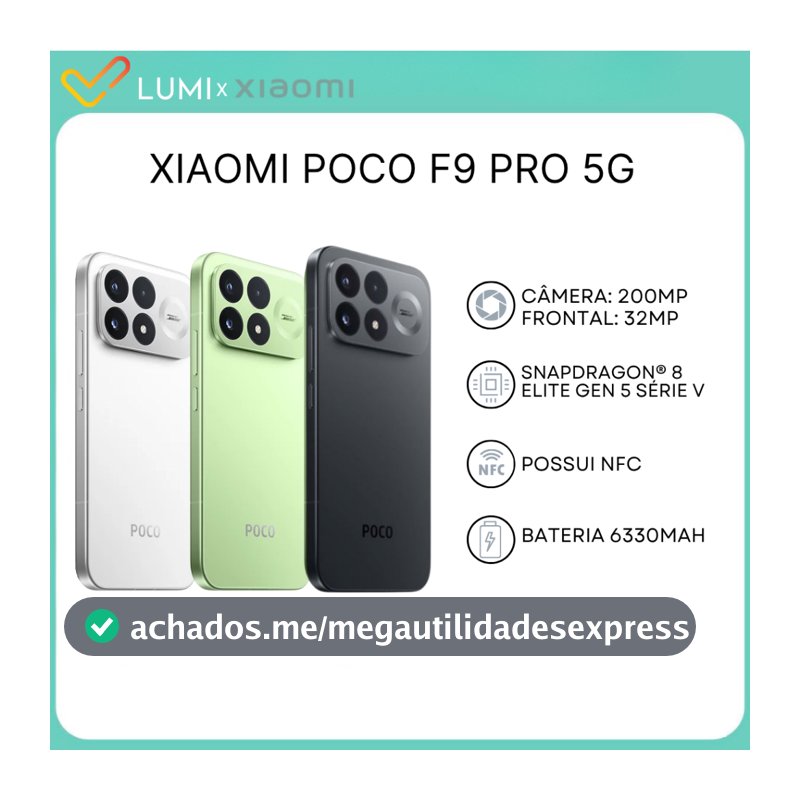 Xiaomi Poco F9 PRO 5G, Câmera 200MP, Versão Global, Snapdragon® 8 Elite Gen 5 Série V, Bateria 6330mAh