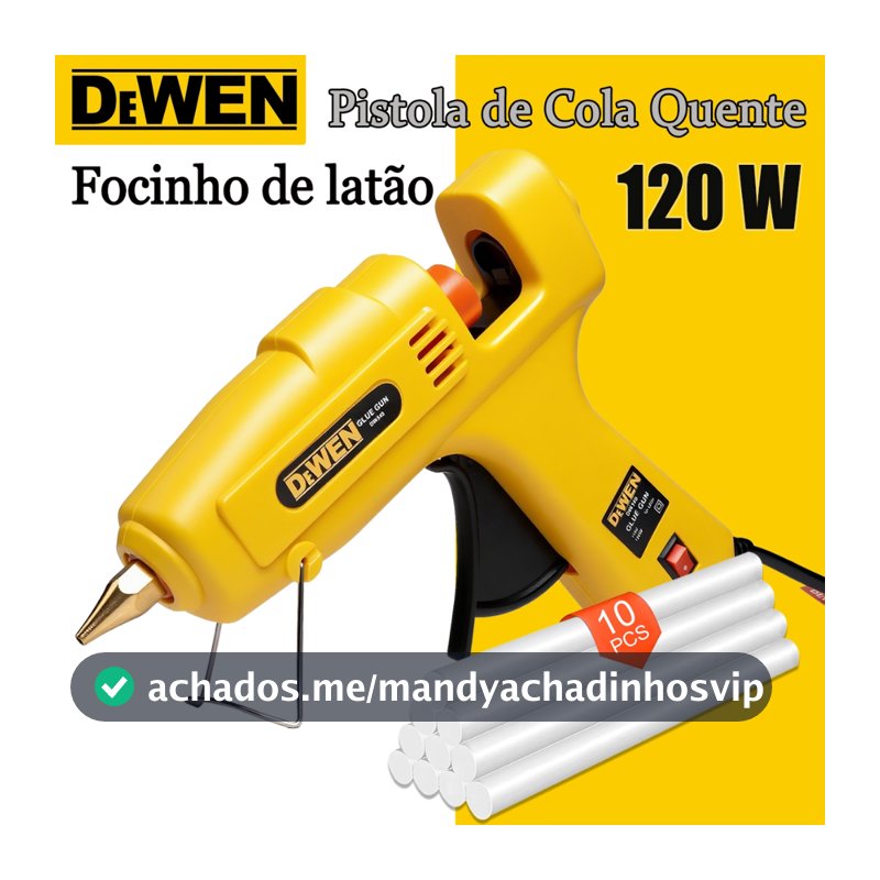 Pistola de Cola Quente Profissional Não Pinga 120W+10 Bastões Para Artesanato Com Secagem Rápida Para Seu DIY