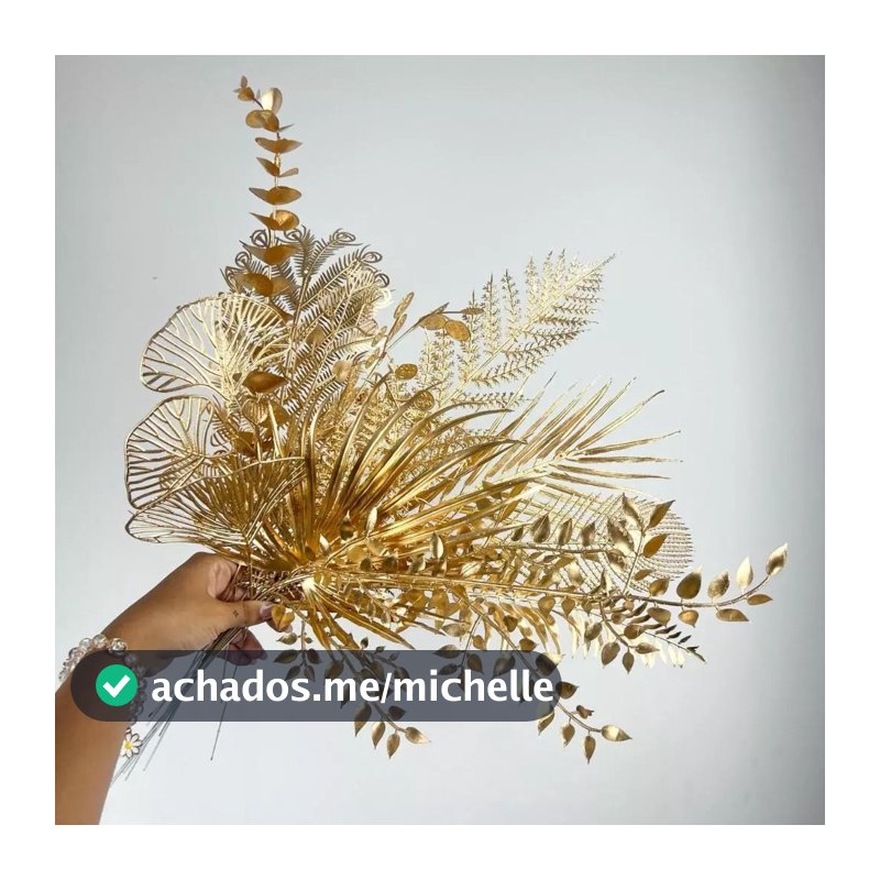 Kit 3 a 12 Flor Artificial Dourada Folhas Diversas Para Decoração De Natal Casa Casamento -JZ803068