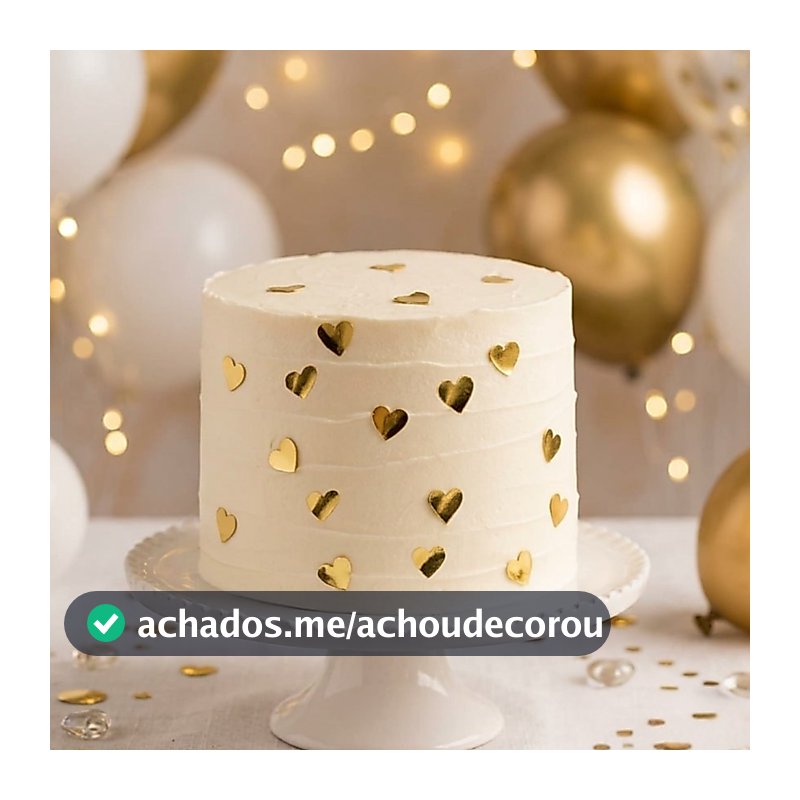 Kit 100 Apliques De Coração Para Bolo Decoração Em Papel Laminado