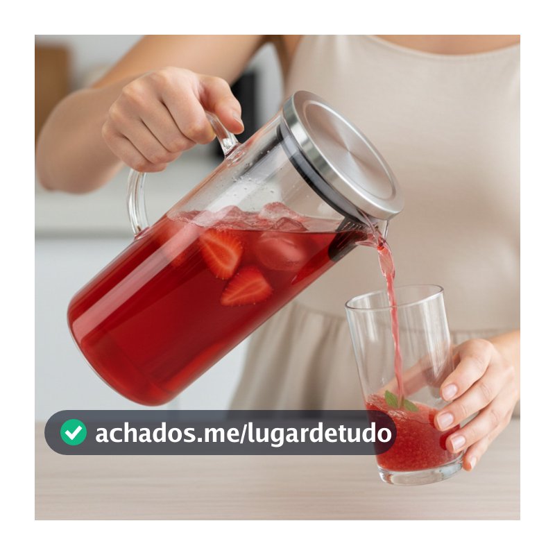 Jarra Vidro Borossilicato 1.1L Tampa Inox Resistente