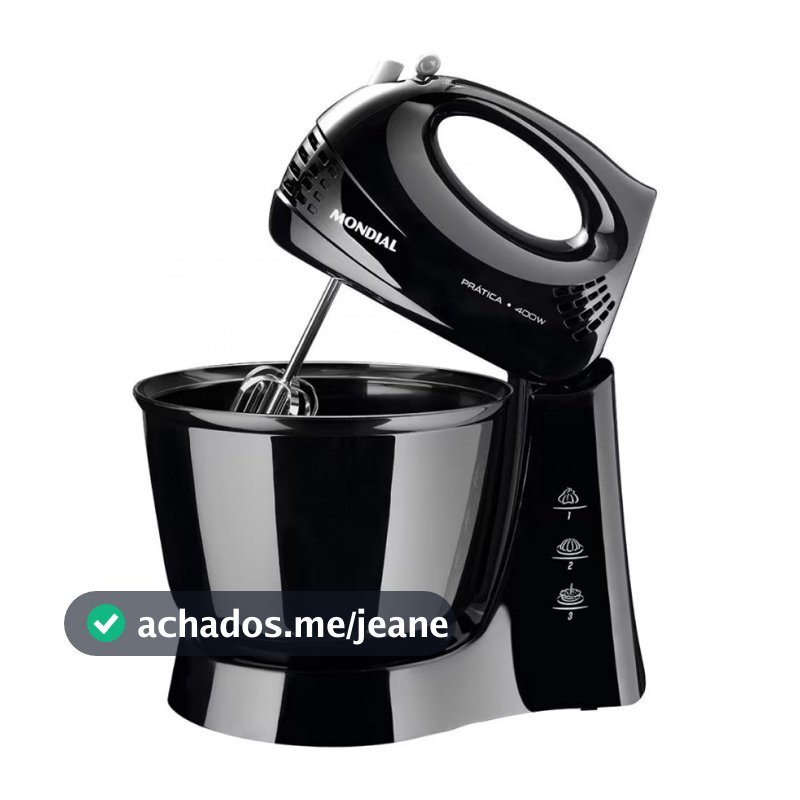 Batedeira Prática Black B-44 com 3 Velocidades Mondial