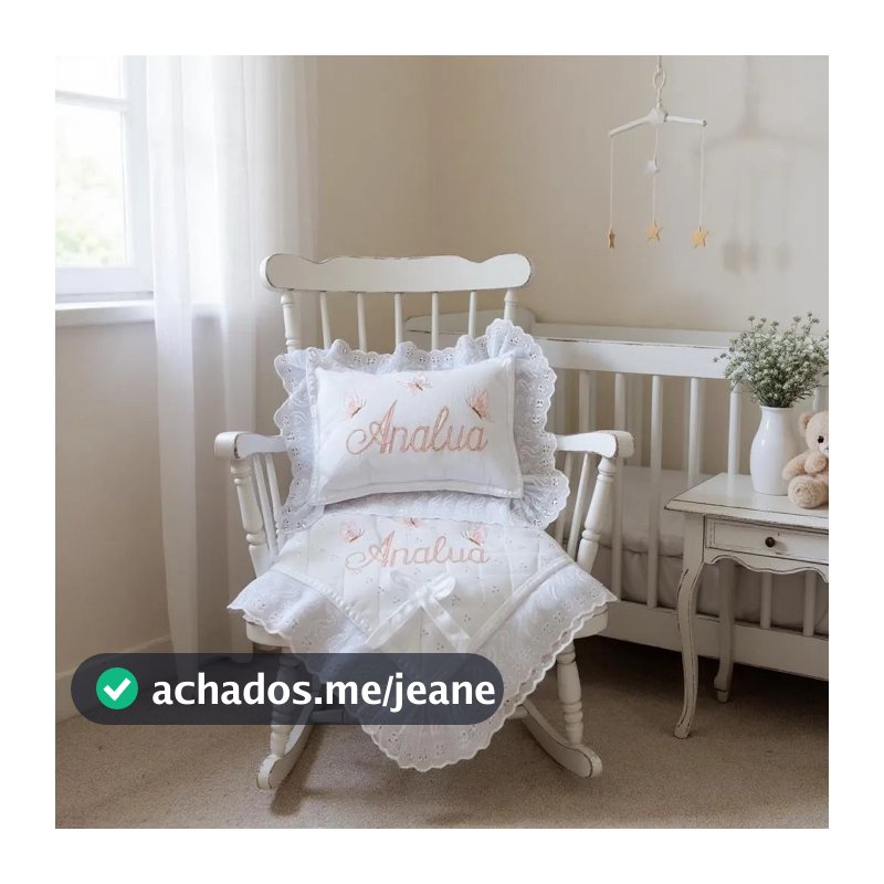Kit Manta De Lese + Capa Travesseiro Bêbe Estampado Com Bordado Personalizado