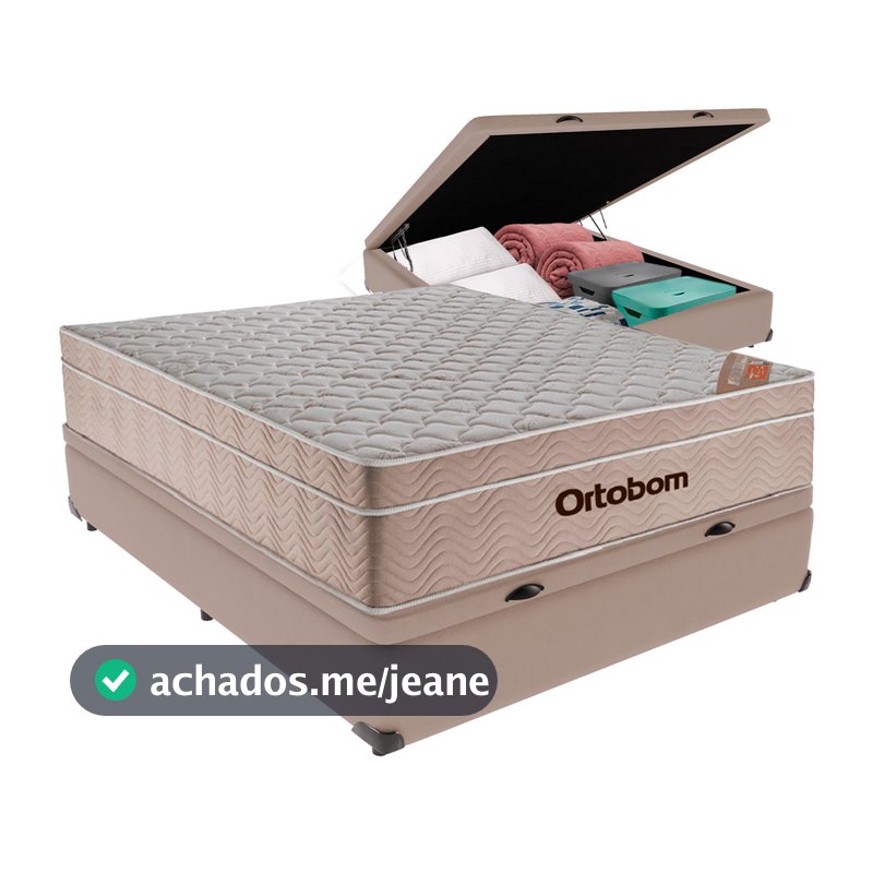 Cama Box Baú e Colchão Airtech SpringPocket Molas Ensacadas Casal Ortobom