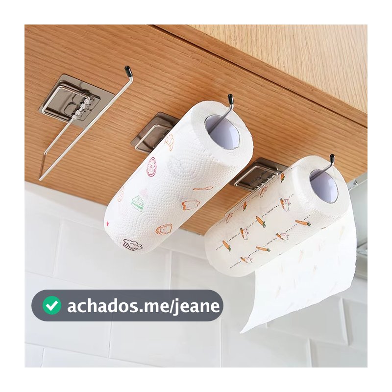 Suporte Porta Papel Toalha de Parede Inox Autoadesivo Kit Até 3