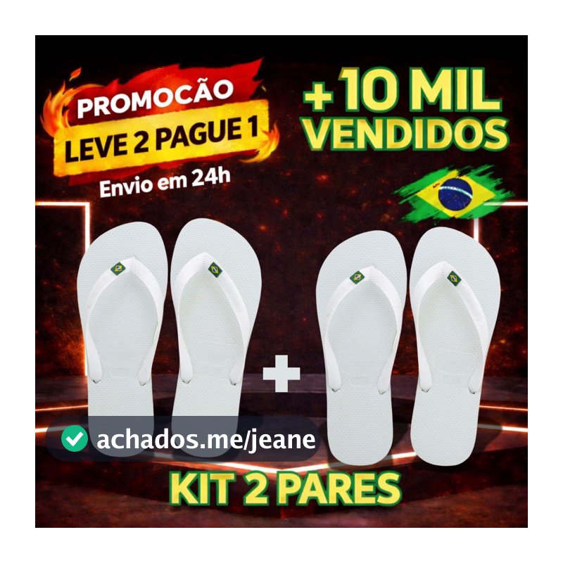Kit Chinelos Masculino e Feminino Do Brasil Bandeirinha De Borracha Original Anti-Derrapante SEM MARCA