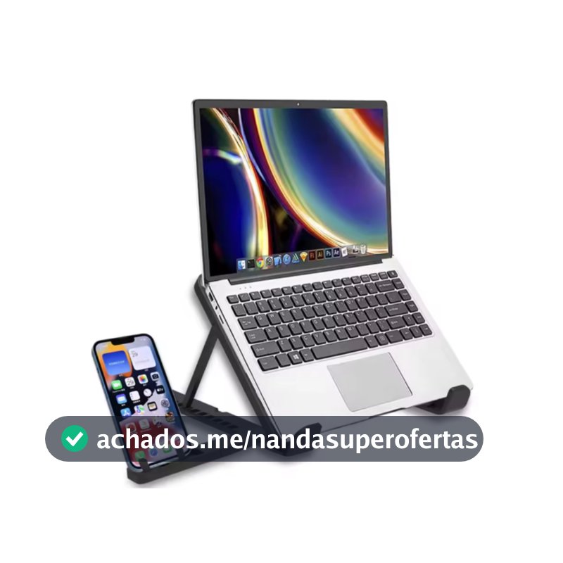Suporte Notebook Laptop Tablet  Macbook celular Base Regulável Premium Home Office Plástico Ergonômico apoio dobrável