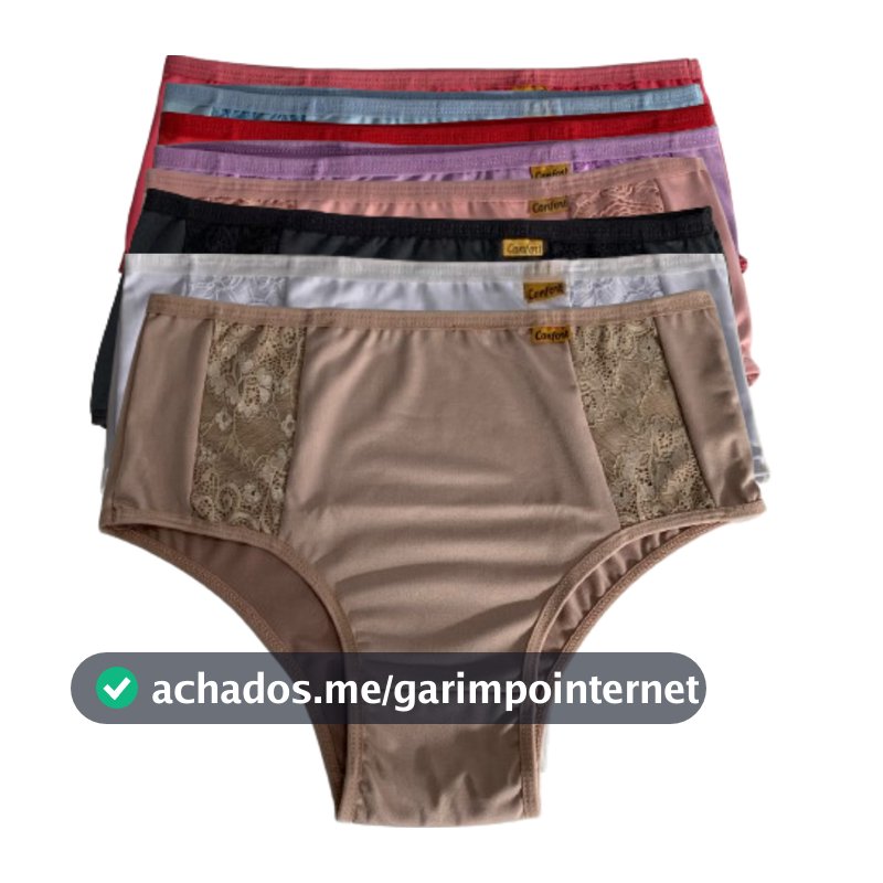 Kit Calcinha Feminina 3 ao 10 Plus Size Cós Alto Calçola Cintura Alta Senhora Com Renda Lingerie Vovó