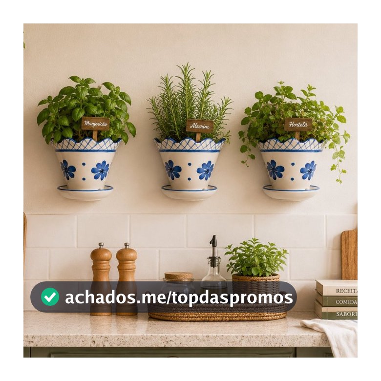 Floreira de Parede em Cerâmica Esmaltada Pintada à Mão Decorativo para Plantas Vaso com Prato