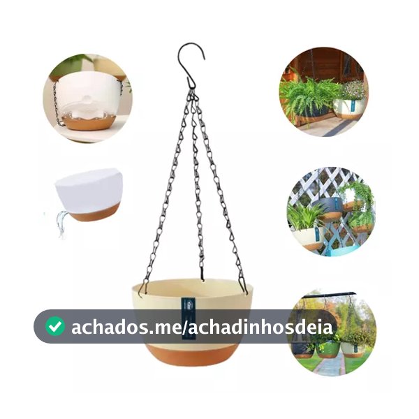 Vaso Supenso com Corrente e Prato De Pendurar Samambaias Orquídea