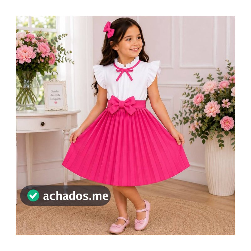 Vestido Menina Plissado Luxo com Laço Infantil Princesa Elegante Festa Casamento Aniversário 1 ao 12 Anos