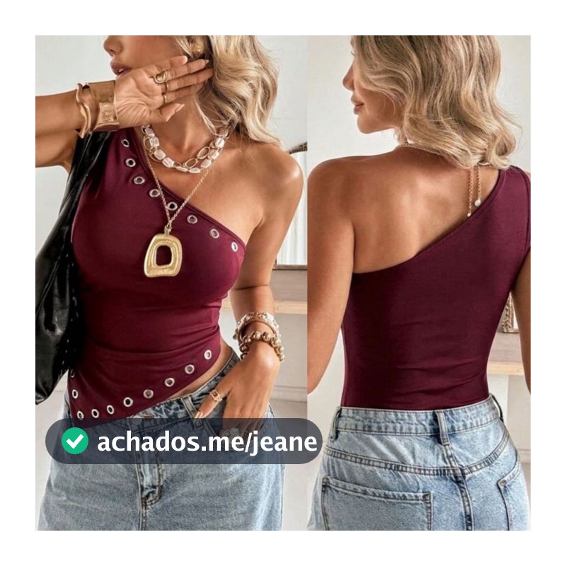 Blusa Feminina estilosa Blusinhas Assimétrica ILHOS gringa blusas da moda gringa preto elegante sexy