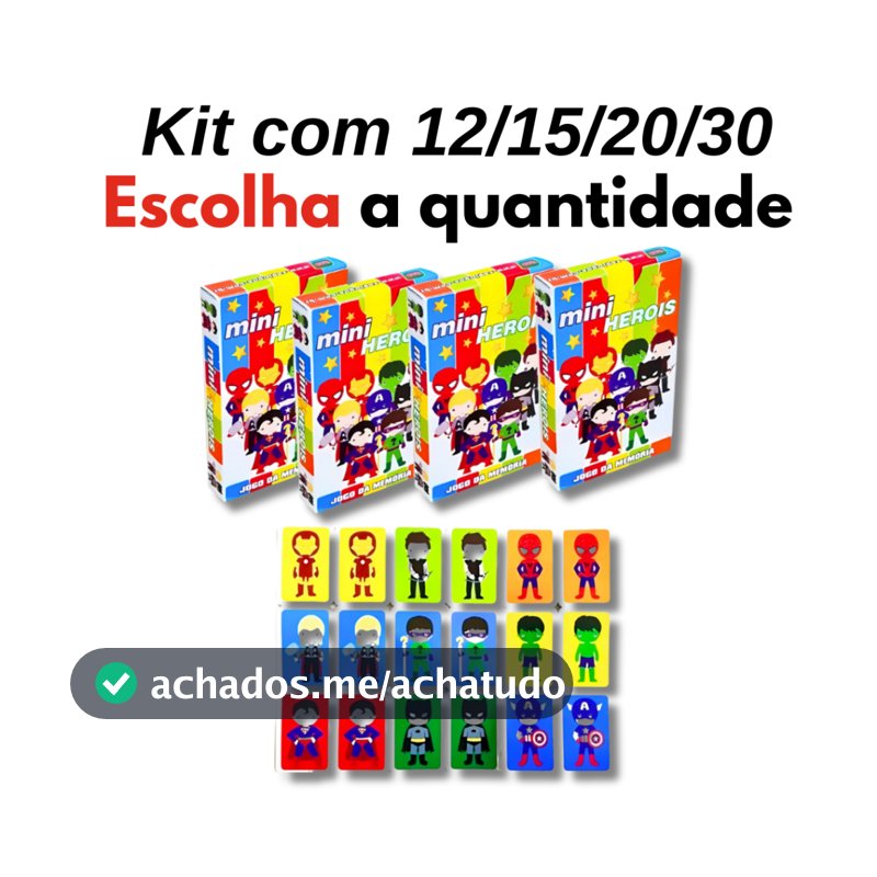 KIT 12/15/20/30  LEMBRANCINHA  JOGO DA MEMORIA  JOGO INFANTIL  MINI HEROIS LEMBRANCINHAS PRENDAS