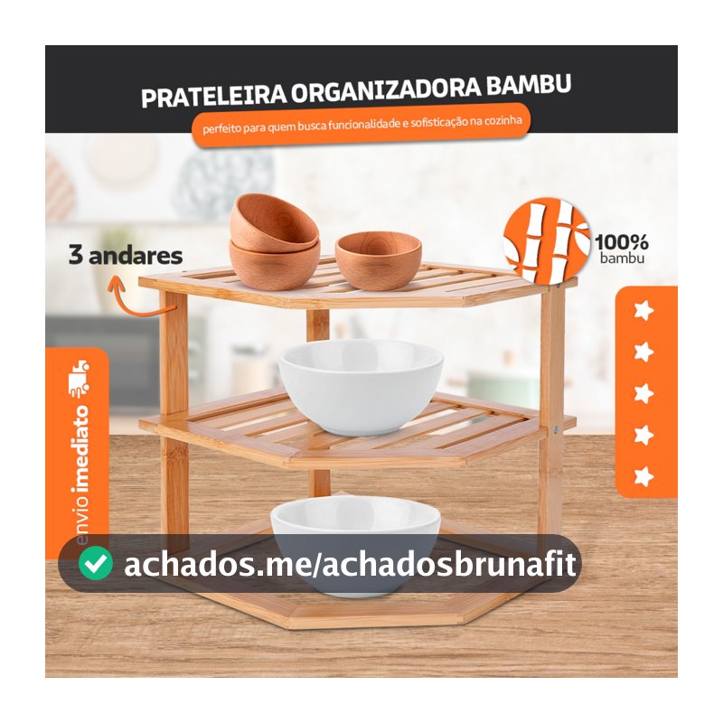 Prateleira Organizador Tripla Em Bambu Multiuso- Bhz Store