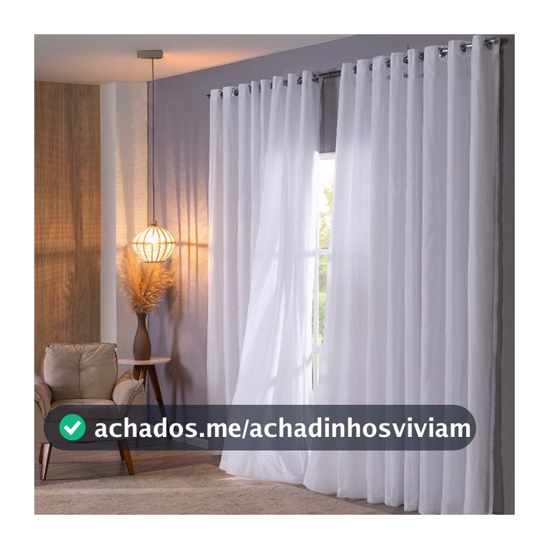 Cortina Voil com Forro Microfibra 6m x 2,70 Altura p/ Varão 3m Sala Quarto