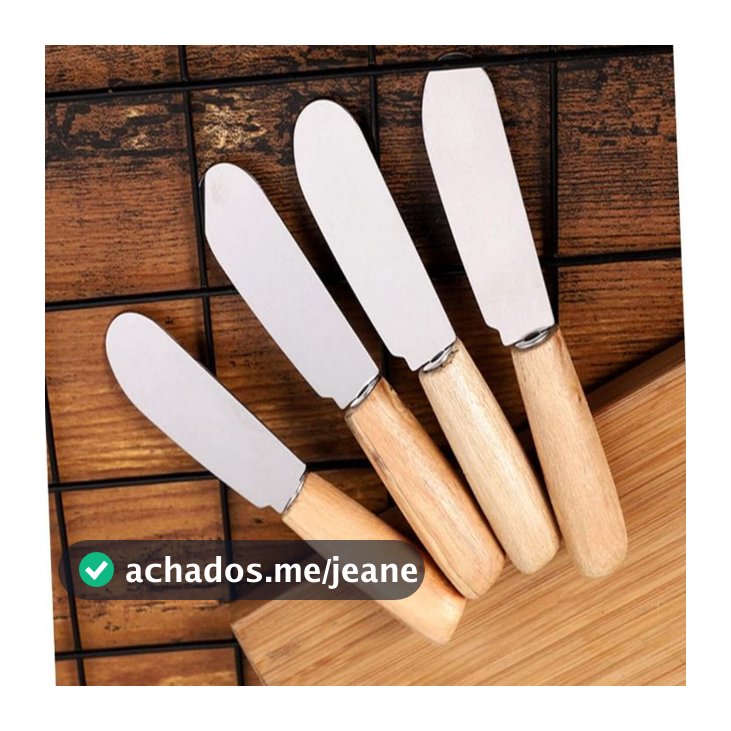 KIT DE 8 PÇ Espátula Patê Manteiga Inox Cabo Madeira 4 Peças 11cm E KIT4 Garfinho Para Frutas E Petiscos