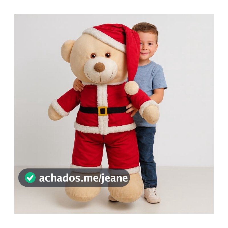Urso Gigante Natalino de Pelúcia 83cm Decoração Natal Presentes Menino-Menina