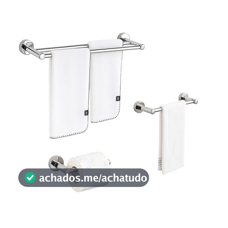 Lumai Kit Suportes de Banheiro 3 Acessórios Toalheiro Duplo - Porta Papel - Toalha de Rosto Aço Inox