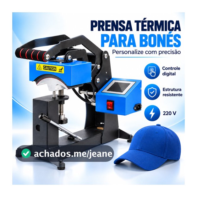 Máquina Prensa Térmica para Estampar Bonés LiveSub Digital 220V Azul Sublimação