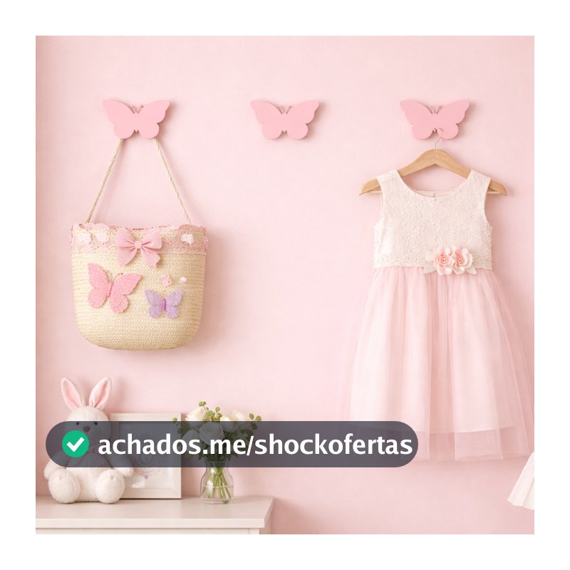 Gancho Suporte de Parede Borboletas - Pino de Pendurar Roupa Bolsa acessorios Quarto de Menina