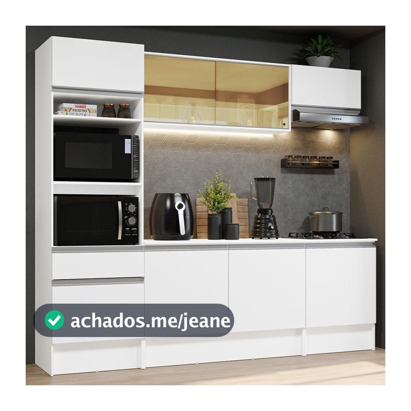 Cozinha Completa Madesa Diamante com Armário, Balcão e Tampo - Branco