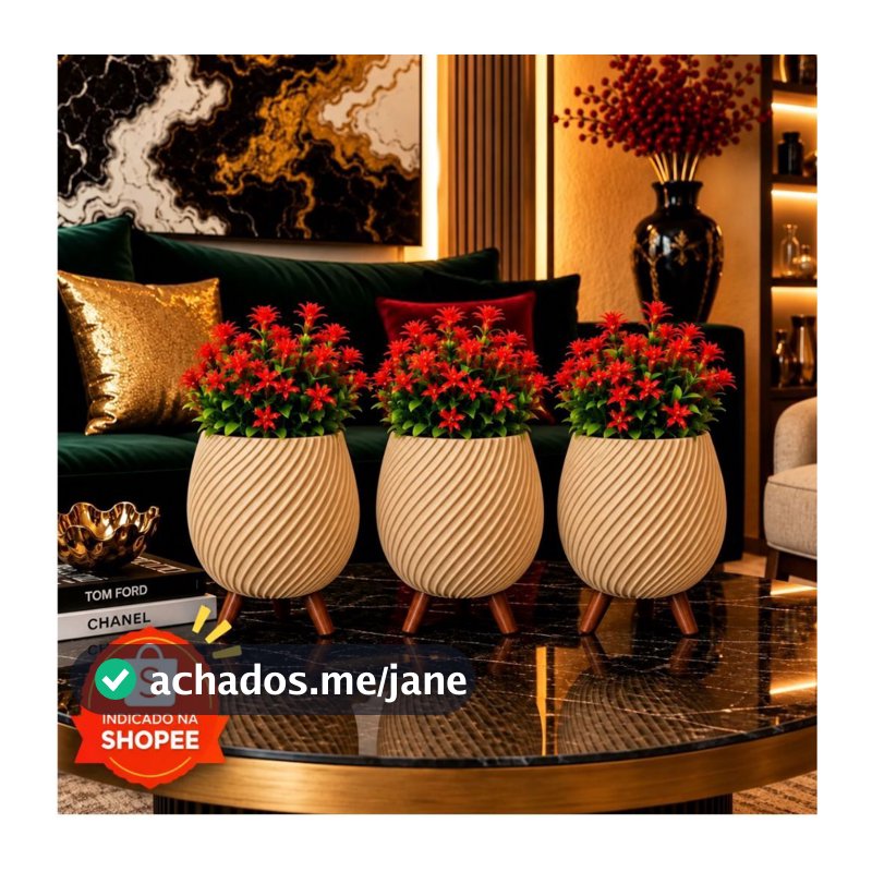 Kit 3 Vaso Decorativo Espiral Cachepô Minimalista Enfeite Decoração Casa Sala Rack Planta Artificial