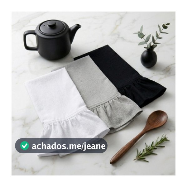 Kit Panos de Prato Farmhouse 3 Peças 100% Algodão Premium Pano de Copa Decorativo Cozinha Minimalista 45x75