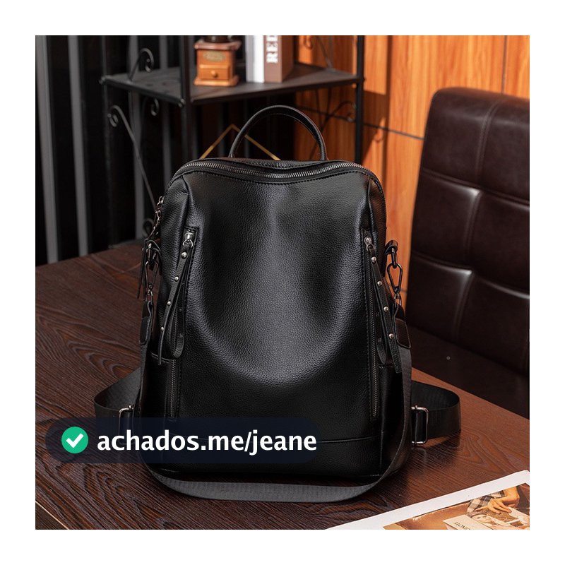 mochila feminina em couro PU alta qualidade média espaçosa com alça de ombro