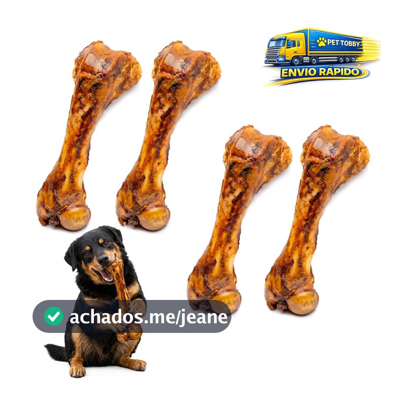 Kit 4 Mordedor Osso Bovino 100% Natural Para Cachorro Petisco Pet Desidratado
