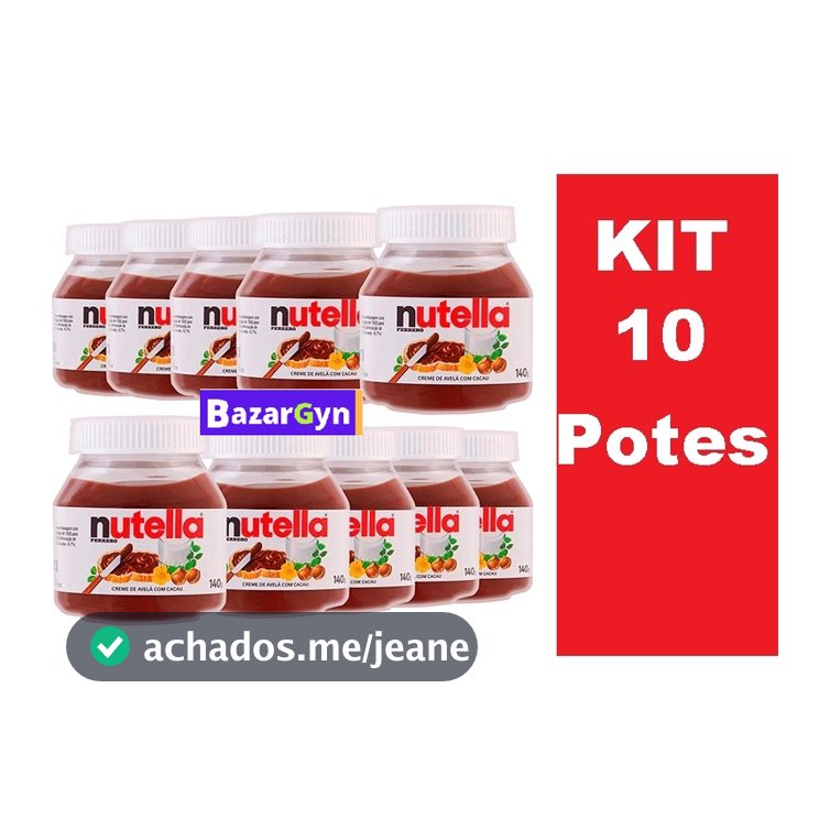 Kit 10 Nutella Potes 140g Original Ferrero Rocher