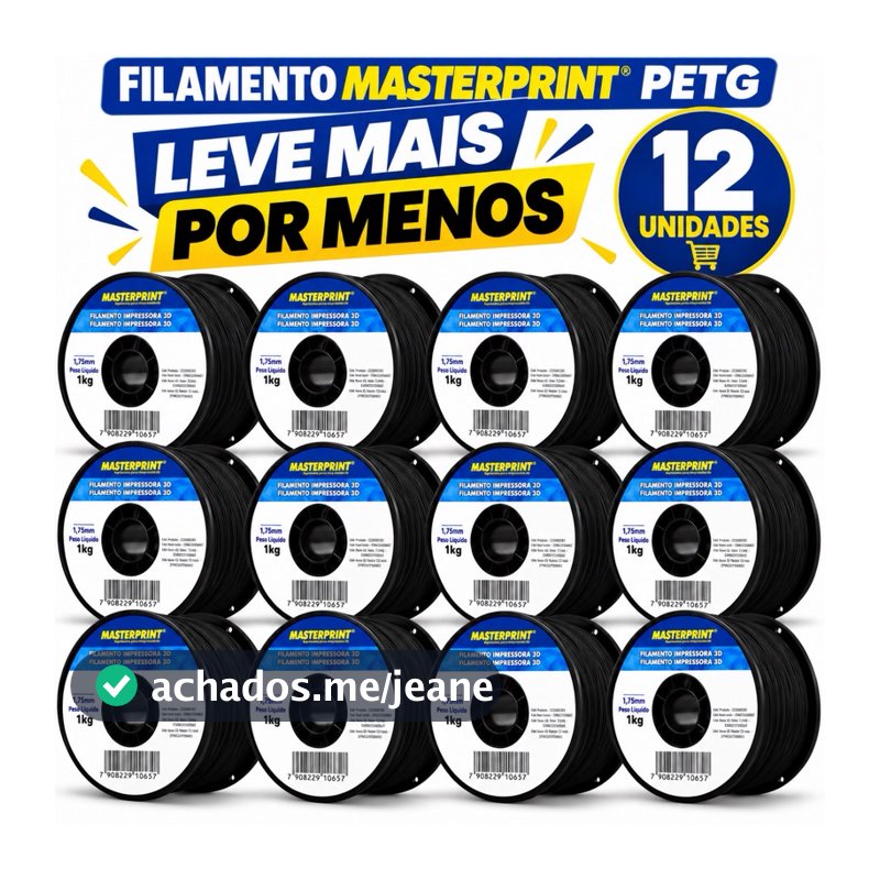 Filamento 3D Masterprint PETG Preto e Branco 1,75mm 1kg Alta Qualidade Atacado
