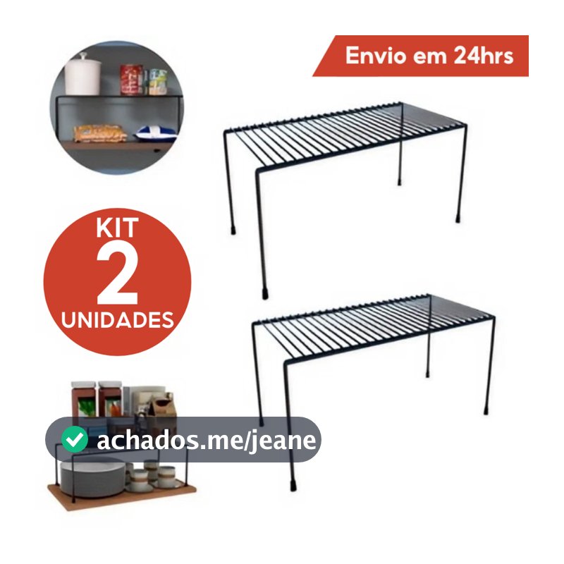 Kit 2 Prateleiras de Armário Aramado Organizadores Cozinha Médio 32cm Prateleira