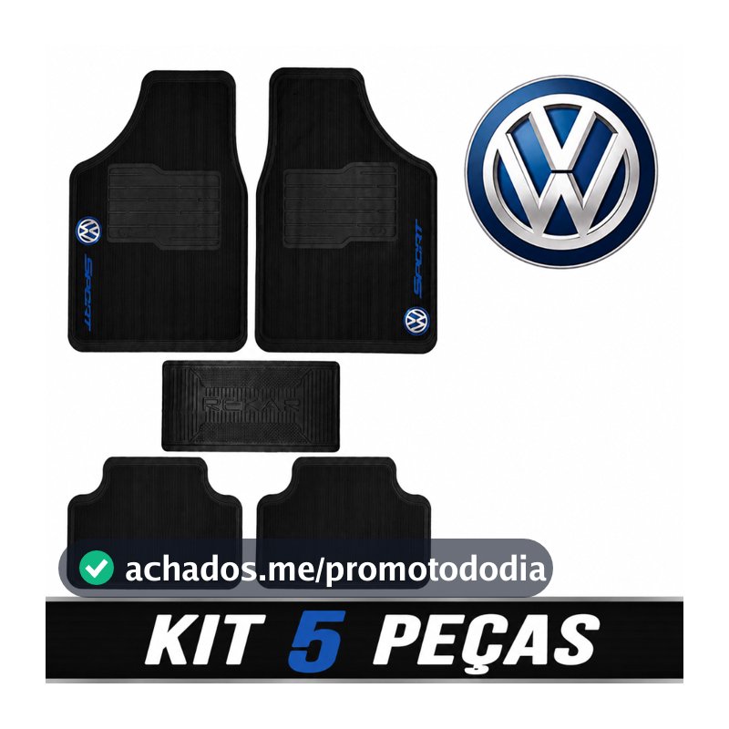 Tapete Borracha Volkswagen 5 peças Carro Automotivo Gol Golf G2 G3 G4 G5 G6 Tcross Taos Tera Tiguan