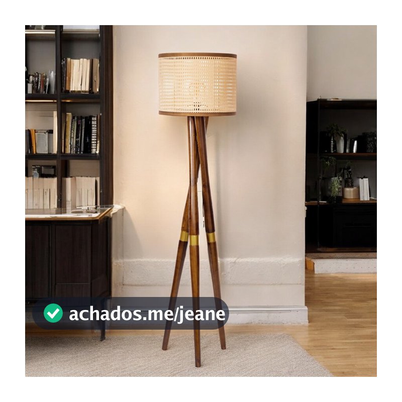 Abajur Belíssima Tripé Luminária De Chão Quarto Sala Moderno Pés Dourado