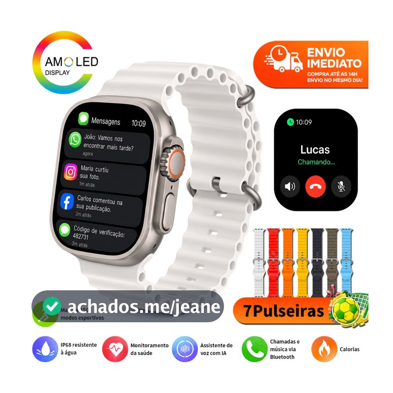 2026 Smartwatch 6 Em 1 Tela AMOLED 2.02" HD GPS NFC Monitor Saúde 120 Modos Esportivos 45mm/49mm Para Android IOS