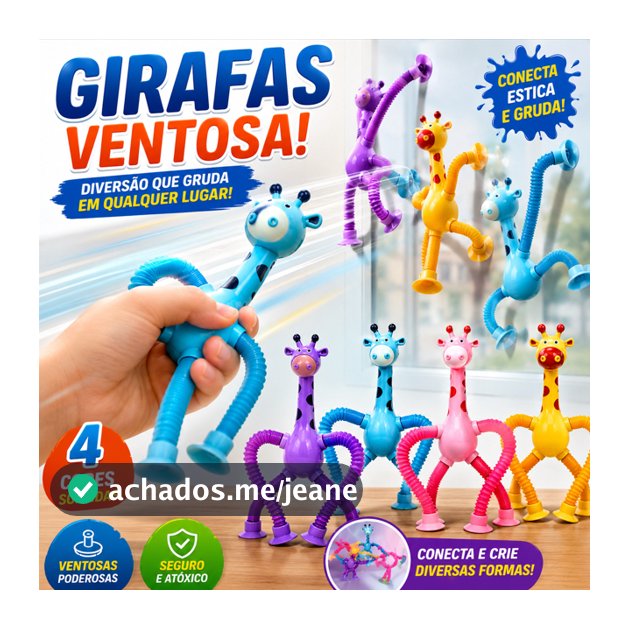 Kit 10 Girafas Pop Tube Estica E Gruda Com Led Brinquedo Sensorial Infantil Melman