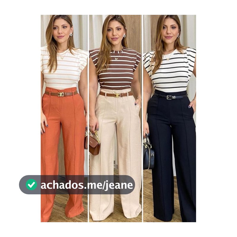 Calça Pantalona Feminina Alfaiataria com Bolso na frente