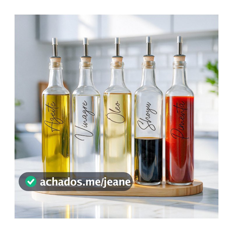 Galheteiro de Vidro 525ml com Bico Dosador Polímero | Azeite / Vinagre / Óleo / Shoyu / Pimenta