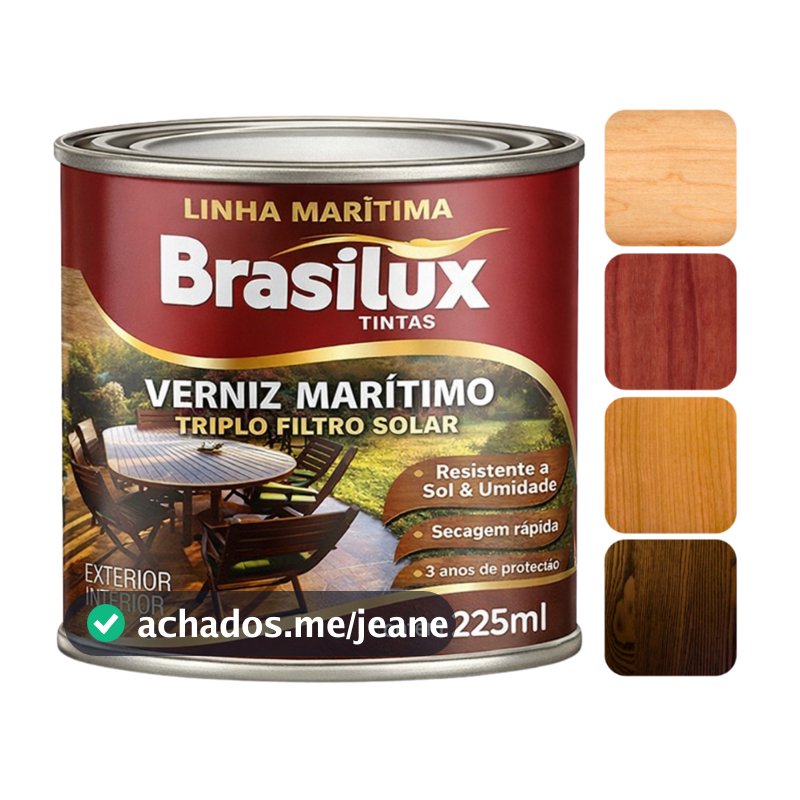 Verniz Marítimo Brasilux 225ml – Proteção Total UV e Brilho Duradouro para Madeira