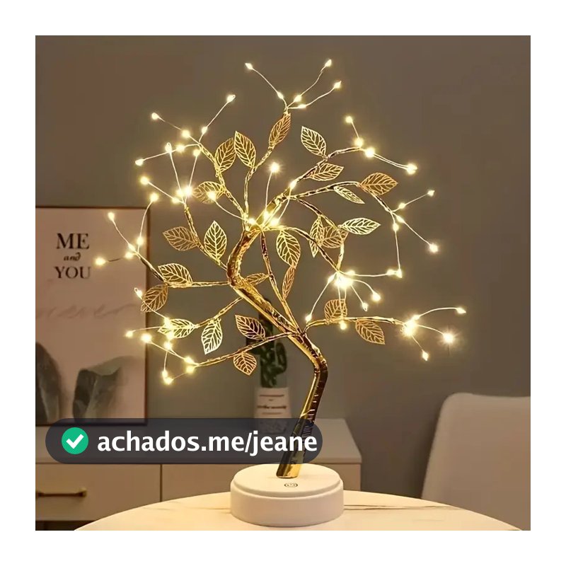 Luminaria Arvore LED Folhas Dourada para Casa Decoração do Quarto Iluminação de Mesa de Cabeceira