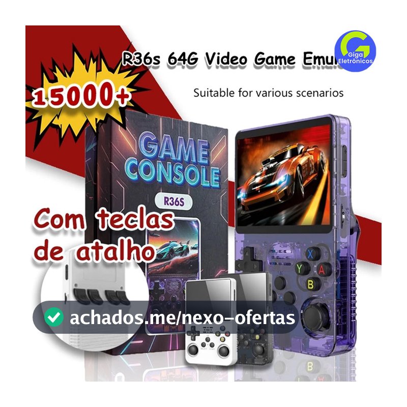 Linux 64g console portátil R36S tela IPS 3.5 polegadas + de 15000 jogos vídeo game a pronta entrega