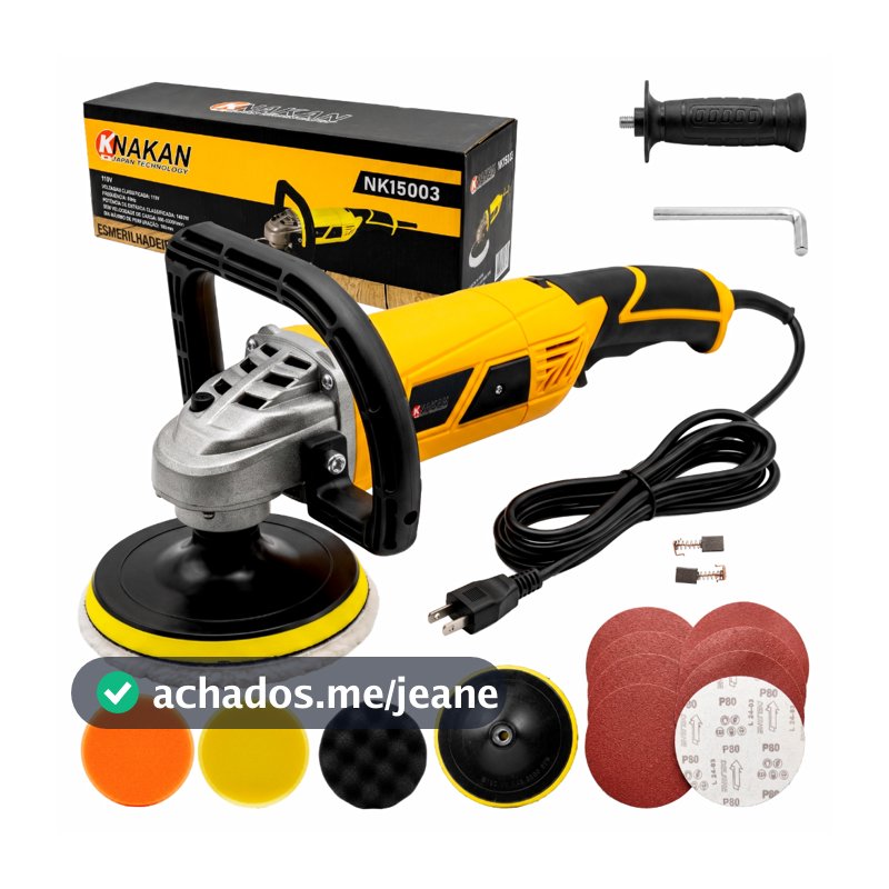Politriz e Lixadeira Angular 7 Pol. 1480W Profissional Automotiva Com Kit