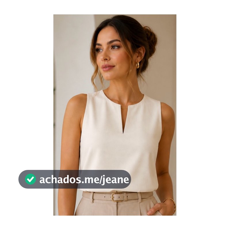 Blusa Feminina Gola V Regata Alfaiataria Linho/liocel Casual/Trabalho